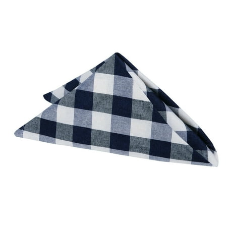 

Kate Aurora Living 4 Pack Gingham Plaid Checkered Country Farmhouse Cotton Napkins - Navy Blue