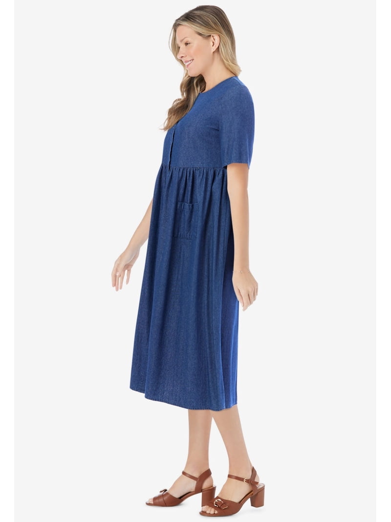plus size mini denim dress Louisa Short Sleeve Denim Dress (plus Size) - Medium Wash