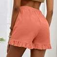 thumbnail image 4 of USSUMA Athletic Shorts for Women Solid Color Elastic Band Simple And Comfy Ruffle Hem Shorts Leisure High Waist BreAthable Shorts Wide Legs Skinny Fit Shorts for Women for School Multicolor S, 4 of 6