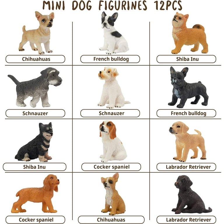 Toymany 12PCS Mini Dog Figurines Toy Set, Realistic Detailed