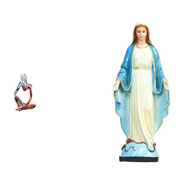 Figura Decorativa De Resina De La Virgen María, Símbolo Religioso Católico De Jesús. Ideal Para Dormitorio, Cajón, Oficina, Tienda, Estantería O Mesa.