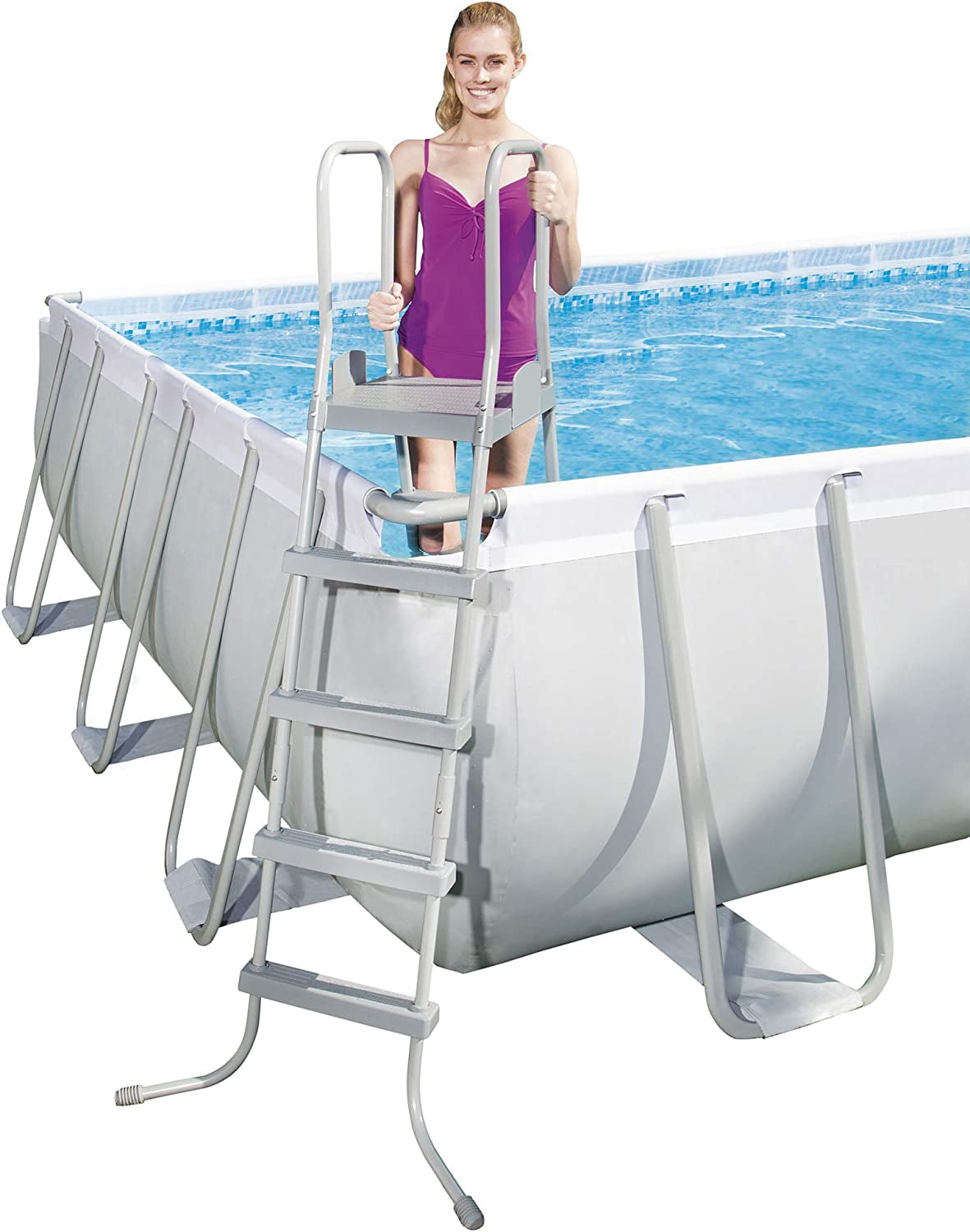 Bestway Power Steel 24' x 12' x 52" Rectangular Metal Frame Above Ground Pool Set