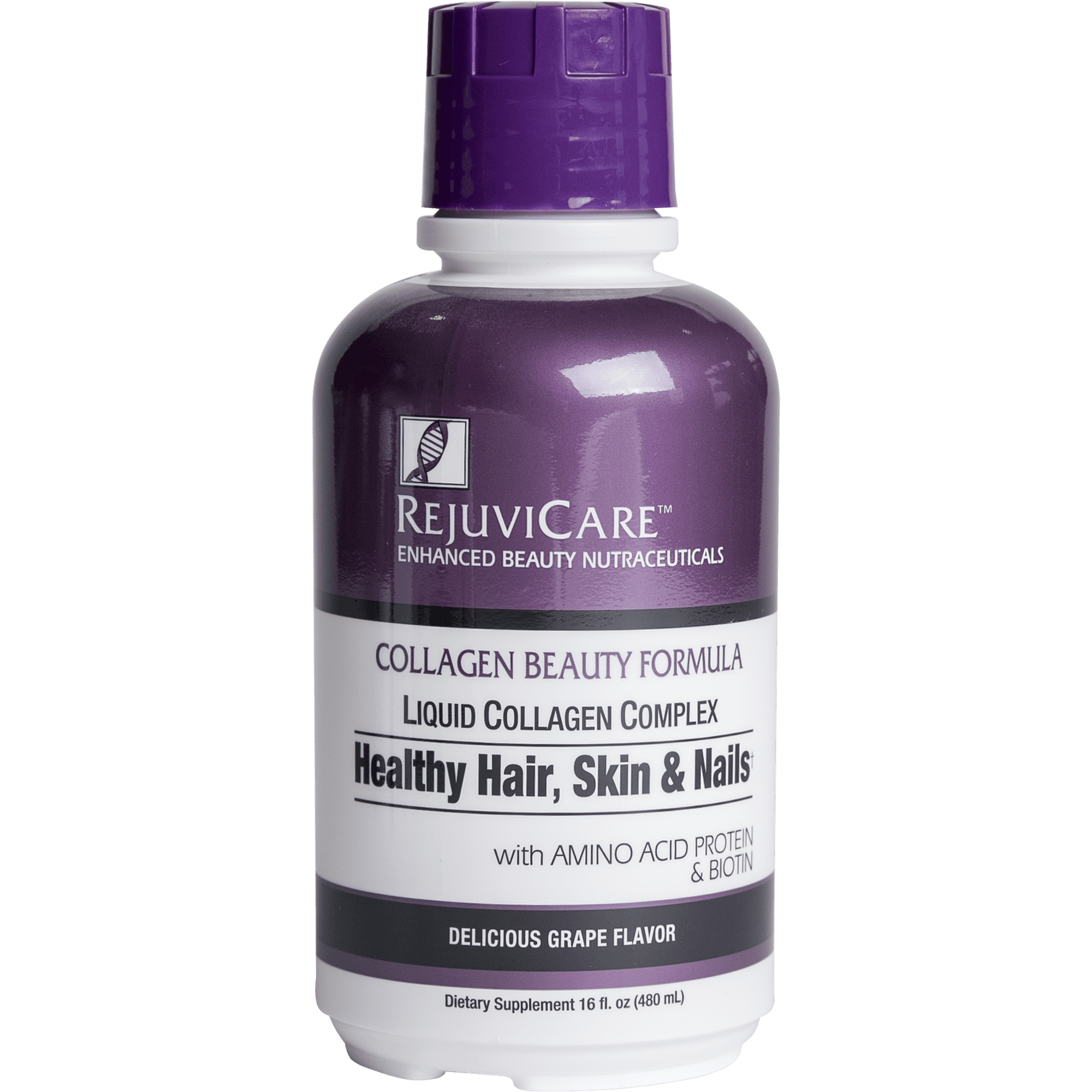 Rejuvicare Liquid Collagen Beauty Formula with Amino Acids, Protein and Biotin, Delicious Grape Flavor, 32 servings