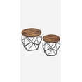 thumbnail image 2 of VASAGLE - Juego de 2 mesas auxiliares pequeñas, mesa de café redonda con marco de acero, mesa lateral para sala de estar, dormitorio, oficina, marrón rústico y negro mate | Living Room, Bedroom, 2 of 5