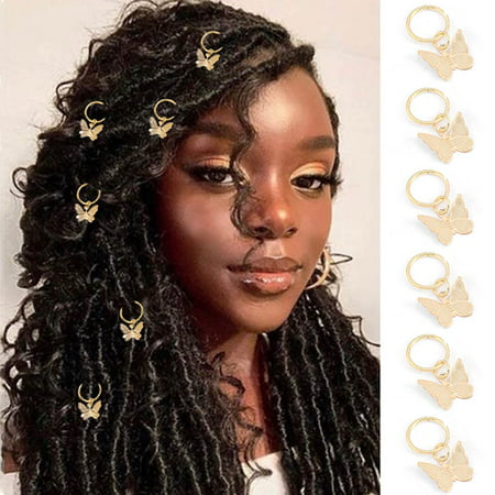 6PCS Butterfly Braid Clips Gold Dreadlock Charms Accessories Hair Rings  Jewelry Hair Accessory for Womend Girls | Walmart Canada