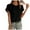 Black, variant on Women's Textured Ruffle Short Sleeve Blouse - Round Neck Loose Fit Casual Dressy Top, 95% Polyester/5% Elastane, S-XXL Sizes