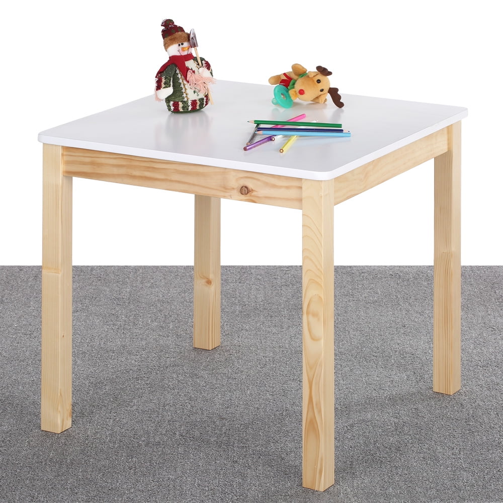 iKayaa Cute Wooden Kids Table Solid Pine Wood Square Toddler Children
