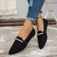 thumbnail image 2 of Rokment Dress Shoes for Women Ladies 2026 Black White Trendy Casual Suede Pointed Toe Business Formal Walking Ballet Flat Slip on Dressy Loafers Black Size 6.5, 2 of 4