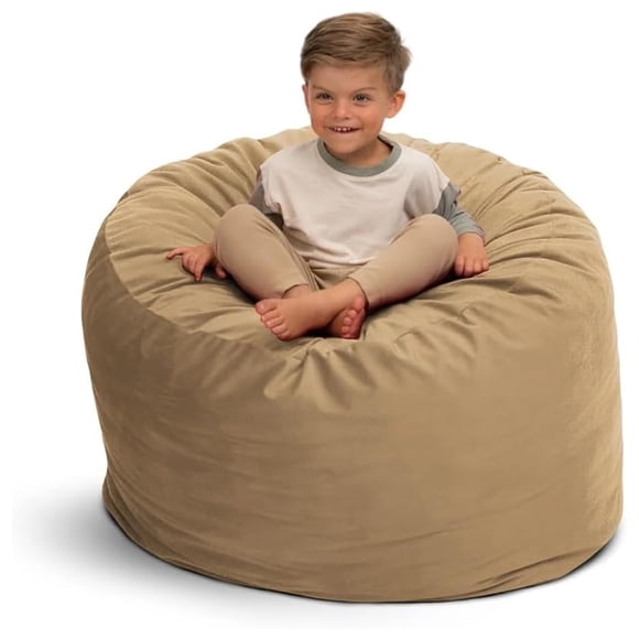Ultimate Sack 3000 3-Foot Bean Bag Chair Oversized Foam Lounger, Camel Suede Cover