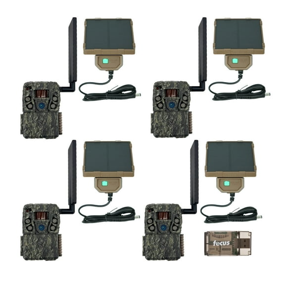 Browning Trail Camera Defender Wireless Vision Pro HD AI 46MP Trail Camera (4-Pack) Bundle with Solar Camera Power Pack and Card Reader (9 Items)