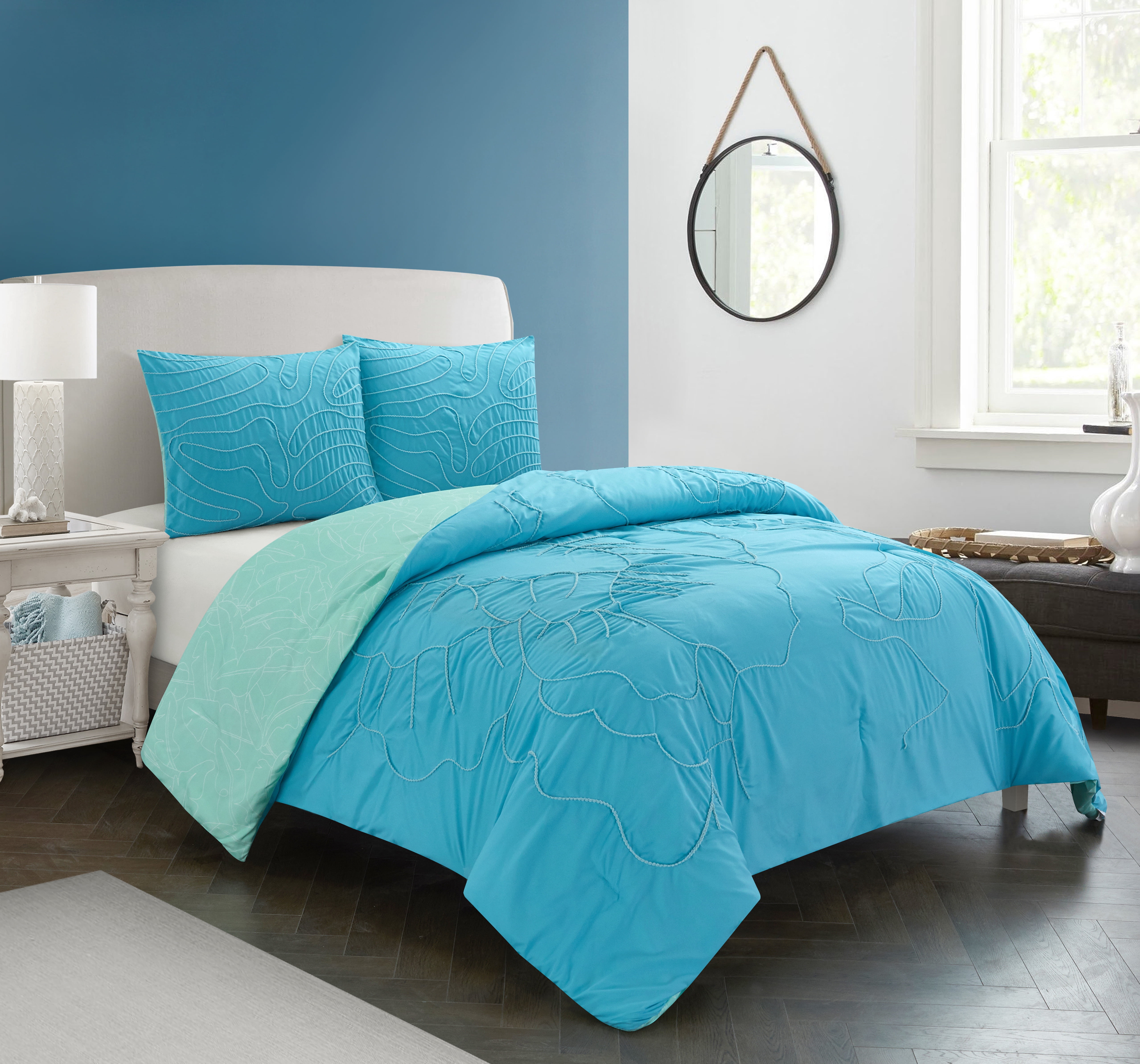 Heritage Club Kids Tufted Waves Pattern 2 Piece Comforter Set, Twin XL, Turquoise, Polyester
