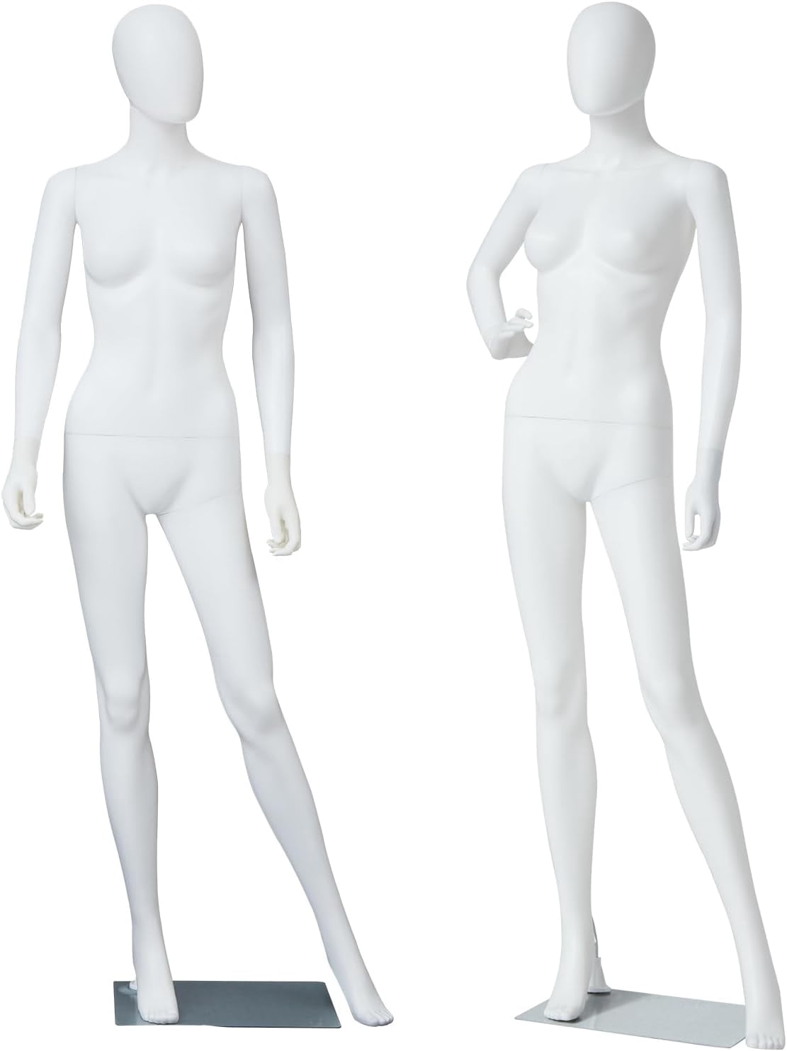 Kinbor 6Ft Female Mannequin Dress Form Display - Manikin Torso Stand Realistic Full Body Mannequin Set with Stand for Clothing Shops, Clothing Design(White)