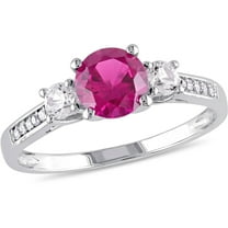 Everly Women's Created Sapphire and Ruby 10K White Gold Engagement Ring