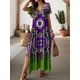 thumbnail image 2 of Vestidos para mujer, moda, cuello en V, vestido largo diario, manga corta, falda de mujer, estilo bohemio, vestidos con abertura, ropa de verano para mujer, 2 of 2