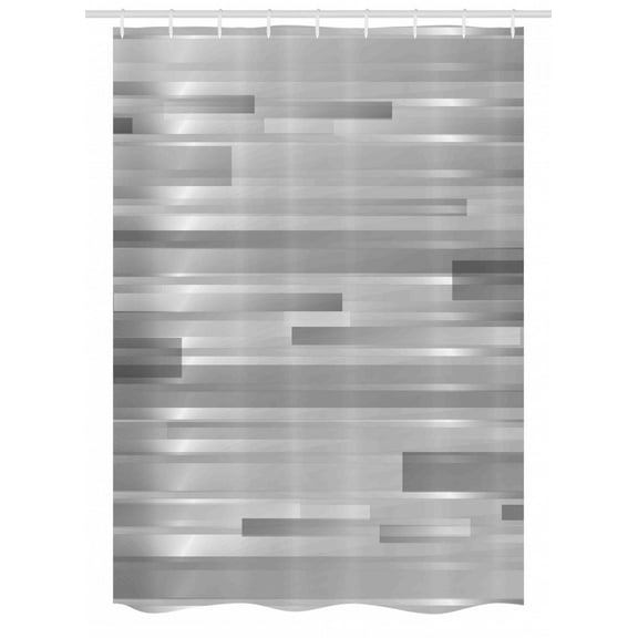 Modern Stall Shower Curtain, Futuristic Striped Web Forms Artistic Contemporary Graphic Fusion Artwork Print, Fabric Bathroom Set with Hooks, 54W X 78L Inches, Silver Grey, by Ambesonne