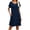 Navy, variant on Women's Scoop Neck Short Sleeve Pocket Dress 65% Polyester 30% Rayon 5% Spandex Everyday Comfort Casual Everyday Wear