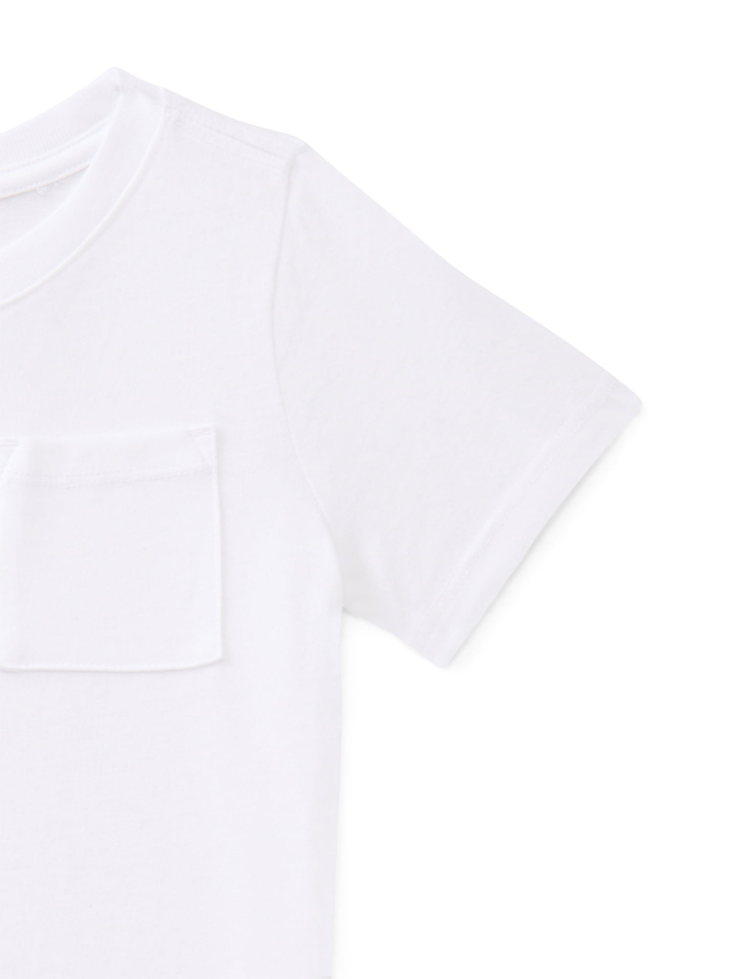 Wonder Nation Toddler Boys' Short Sleeve Pocket Tee, White, Size 18M-5T