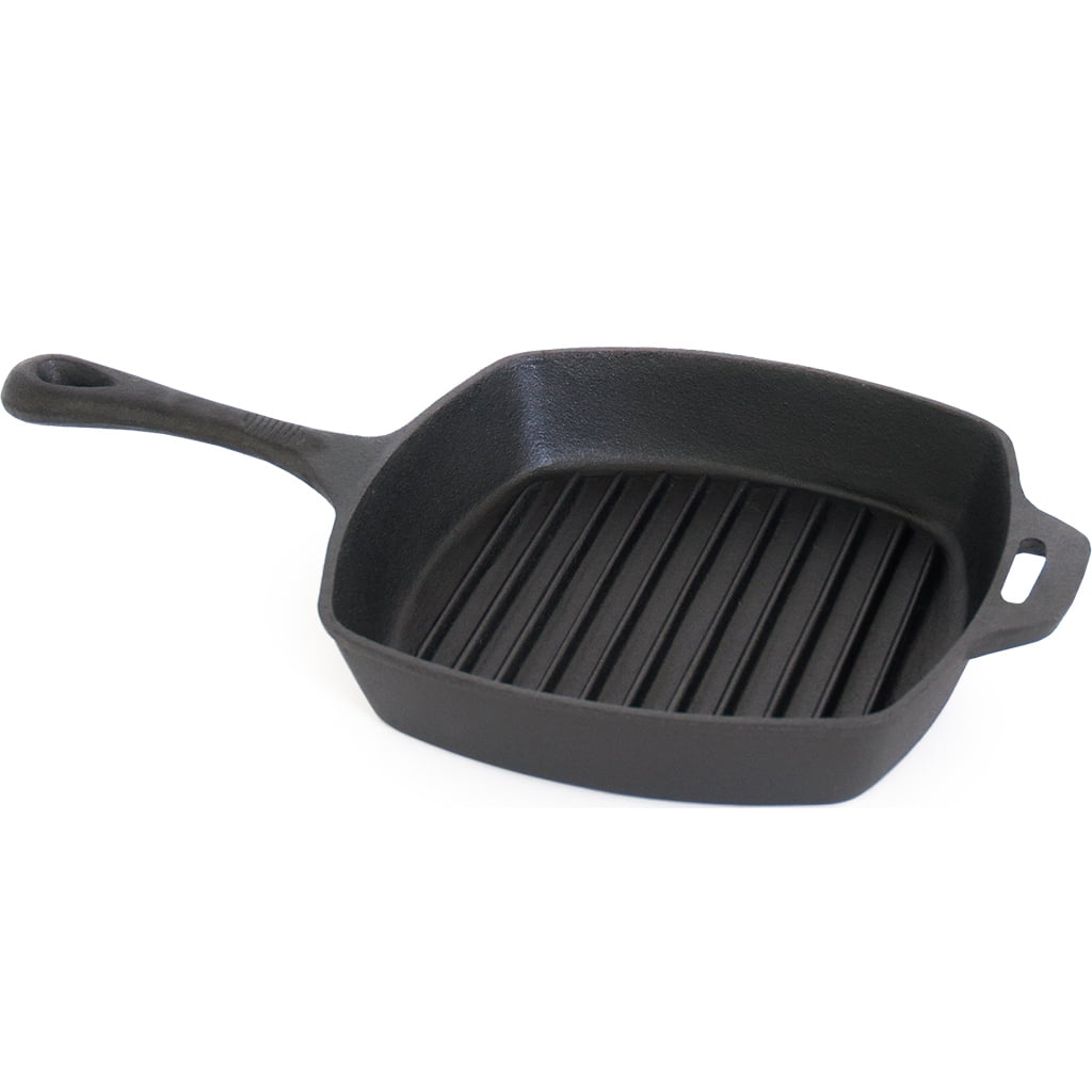 Lodge 10.5-12 Inch Square Cast Iron Grill Pan Ribbed Cast Iron Pan Dual Handles 