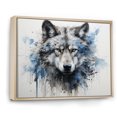 thumbnail image 2 of Designart "Blue-Grey Wolf'S Minimal Expression" Animals Wolf Floater Framed Wall Art Living Room, 2 of 5