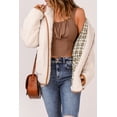 thumbnail image 4 of POGLIP Veste Sherpa à Boutons Contrastés Beige pour Femmes, 4 of 6