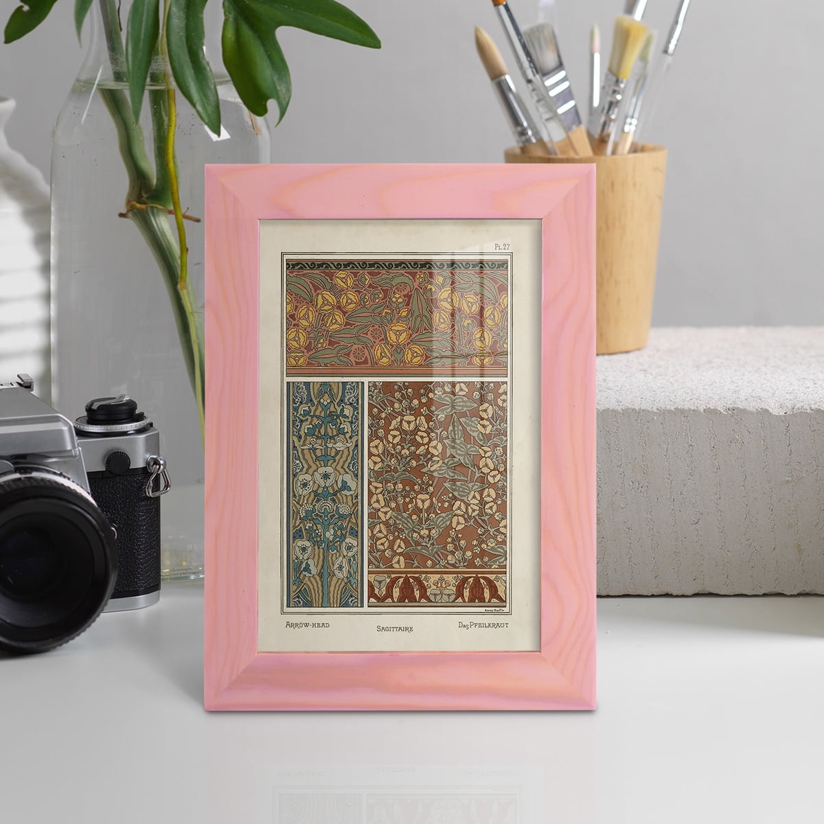 Nouveau Decorative II - Framed Print w/glass - Sunset Pink