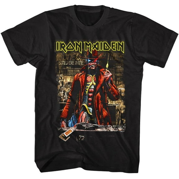 Iron Maiden Eddie Somewhere in Time Men's T Shirt (Black, AdultL)
