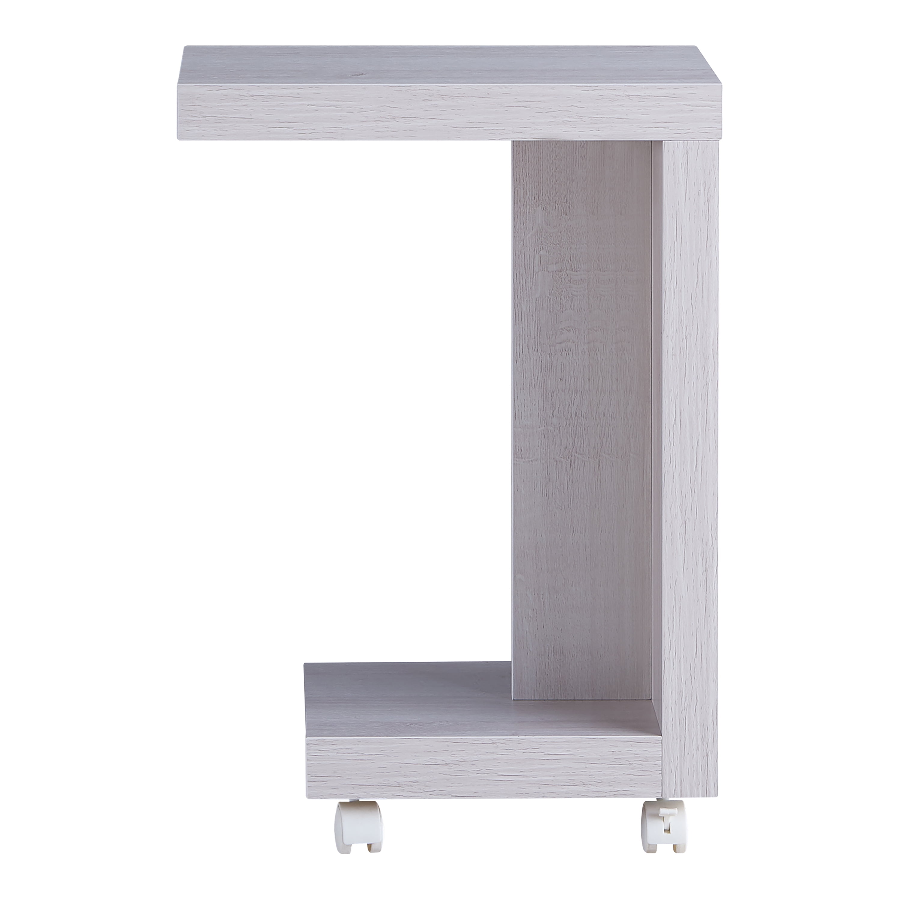 Furniture of America Halon End Table with Casters, White Oak