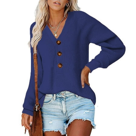

Aueoeo Oversized Sweaters for Women Trendy Cute Sweaters for Women Trendy Women Casual Soild Long Sleeve Pocket Knit Pullover V Neck Sweater Coat
