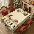 thumbnail image 3 of Brown Christmas Tablecloth,Snowman Table Cloth,Checkered Table Cover for Dining Kitchen Decor Party,60x84, 3 of 5
