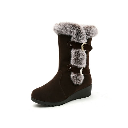 

Woobling Waterproof Women Winter Snow Boots Fashion Warm Faux Shoes Lace Up Nonslip Winter Shoes Gift