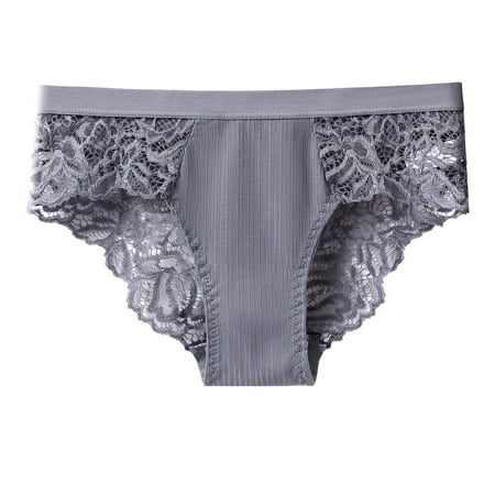 

〖TOTO〗Briefs For Women Striped Transparent Lace Splicing Panties Cotton Hollow Breathable Quality
