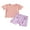Dark Orange, variant on Toddler Baby Girl Summer Outfit 6M 12M 18M 24M 3Y 4Y  Waffle Solid T-Shirt Top Floral Short Set Cute Summer Clothes