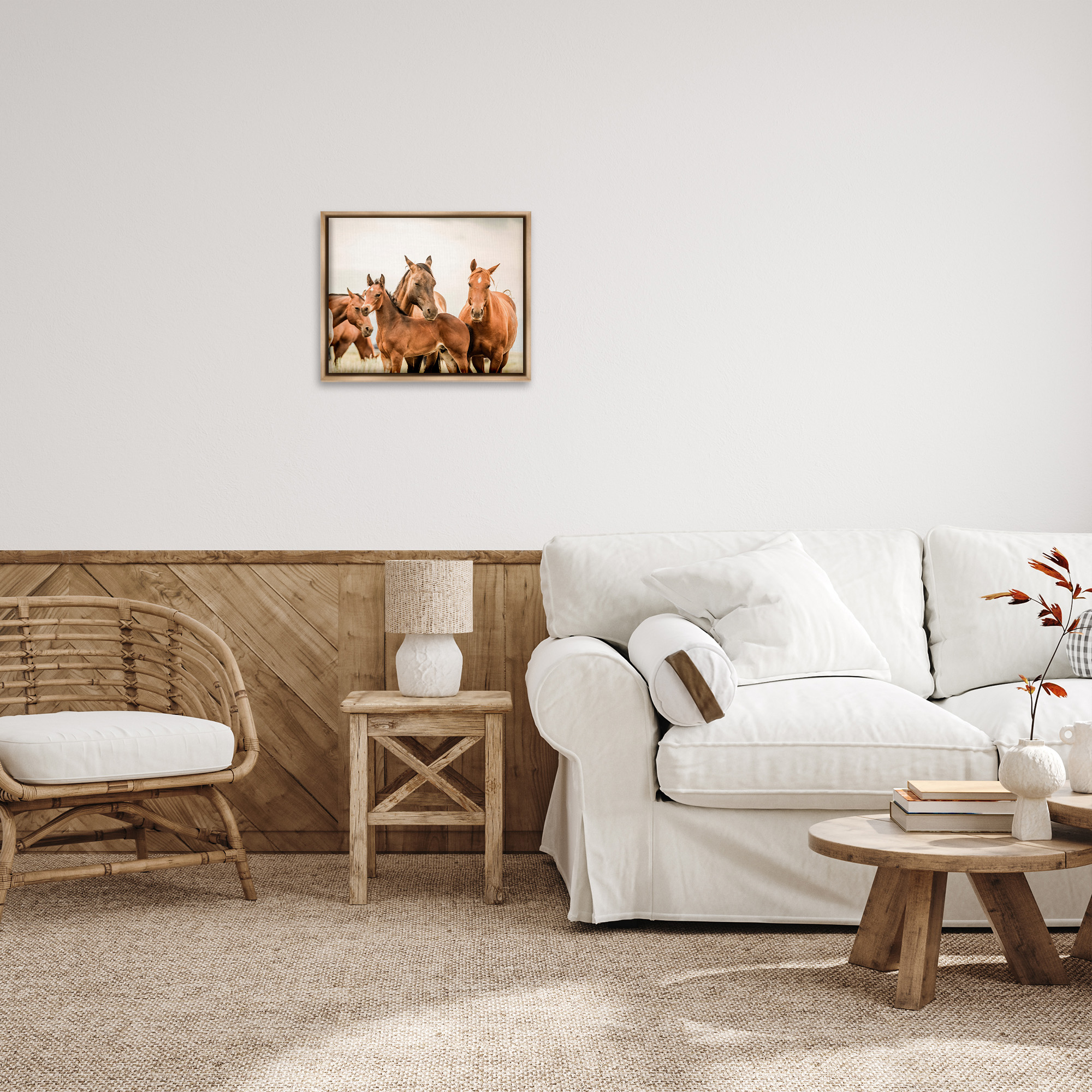 Stupell Industries Horse & Foals Photography Animals & Insects Photography Brown Floater Framed Canvas Art Print Wall Art, 21 x 17
