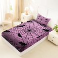 thumbnail image 4 of Feelyou Spooky Spider Web Twin Sheets, Halloween Bat Animal Bedding, Pink Black, 3 Pieces, 1 Flat Sheet, 1 Fitted Sheet and 1 Pillowcase, 4 of 5