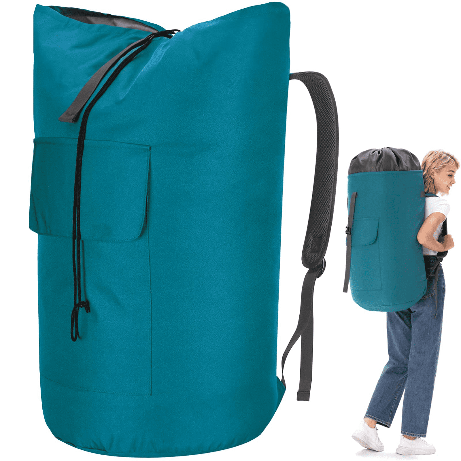 OUDXVEE Laundry Bag Backpack with Padded Strap Extra Large 115L, Adult Unisex, Size: XL, Blue