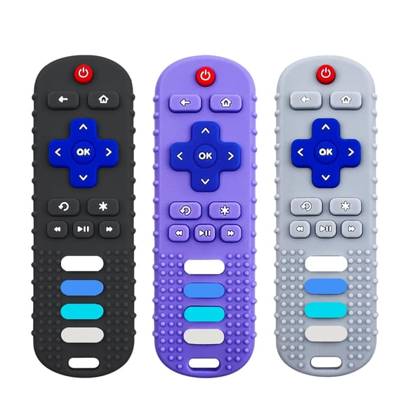 Teething Toys ERSIHUA con forma de control remoto de silicona, 3 unidades