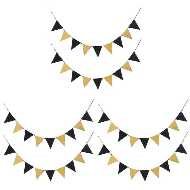 Banderines de papel negros y dorados shaofei Decorativos para graduación