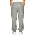 thumbnail image 4 of Domuza Girls Cotton Linen Sweatpants Cinch Bottom Joggers Baggy Casual Summer Elastic Waist Solid Beach Pants with Pockets Light Gray 120, 4 of 6