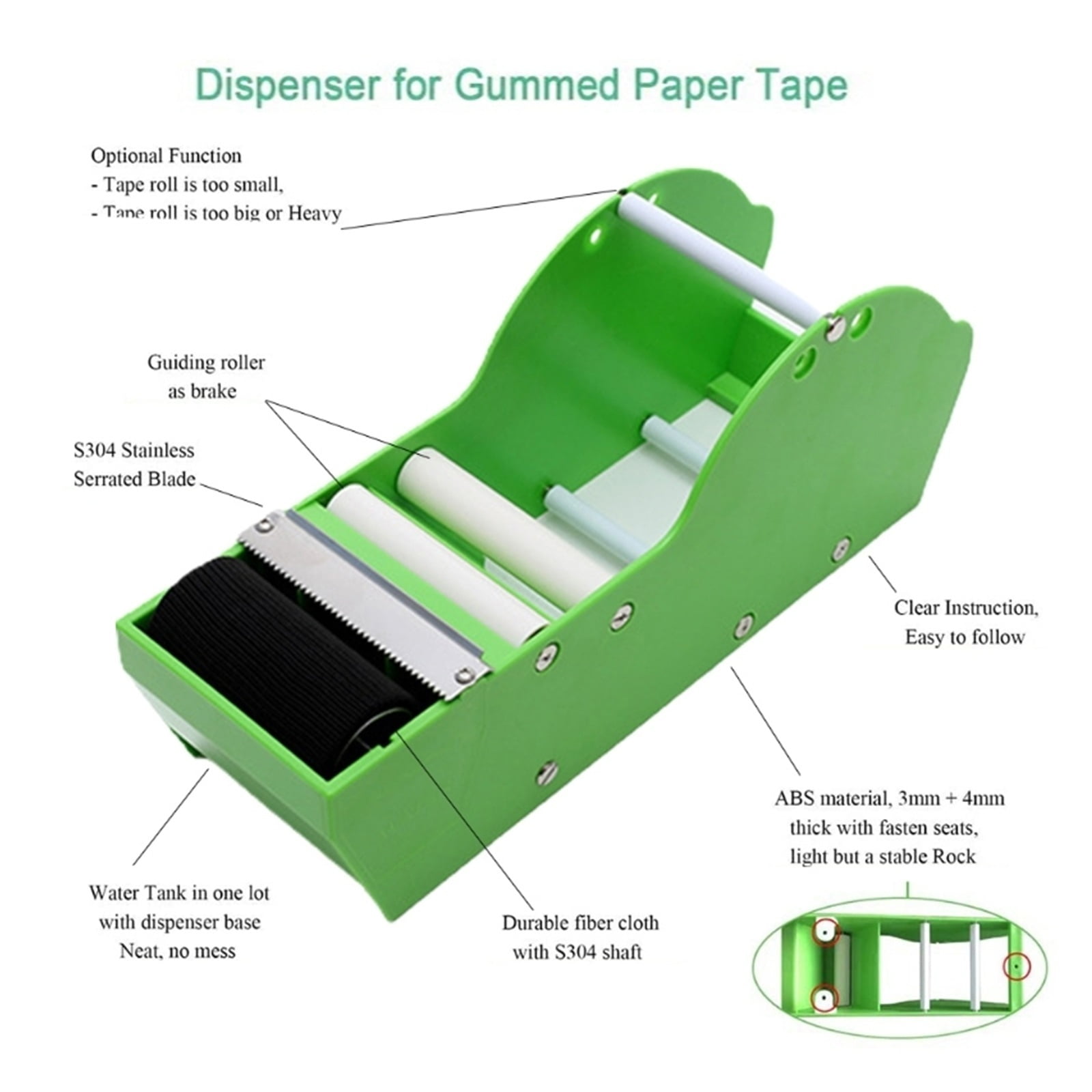 Wet/Cut Kraft Gummed Tape Cutter Water Activated Tape Dispenser Tape Dispenser