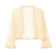 thumbnail image 4 of HJYCHN Fall Elegant Women's Cardigan Lace Cardigan with Flared Sleeves for Daily and Casual Warm Wear Beige Average, 4 of 5