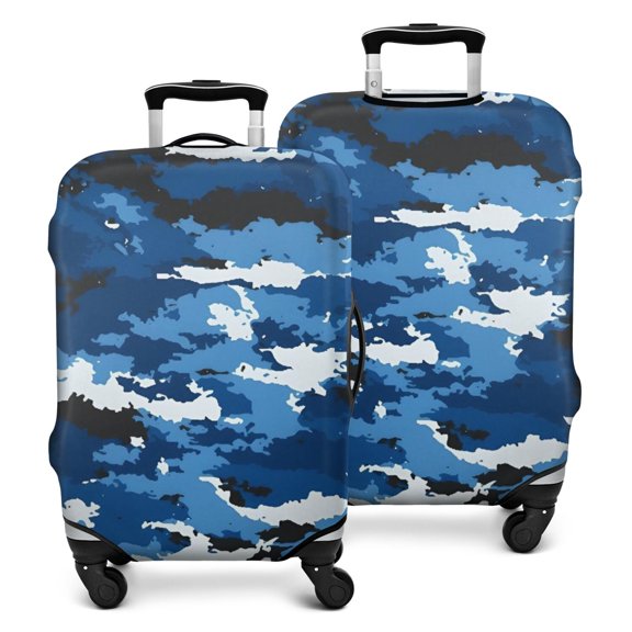 Blue White Camo Digital Shapes Pattern Luggage Cover Fashion Suitcase Cover Baggage Covers Fit 25-28 Inch Luggage (Go Travel)