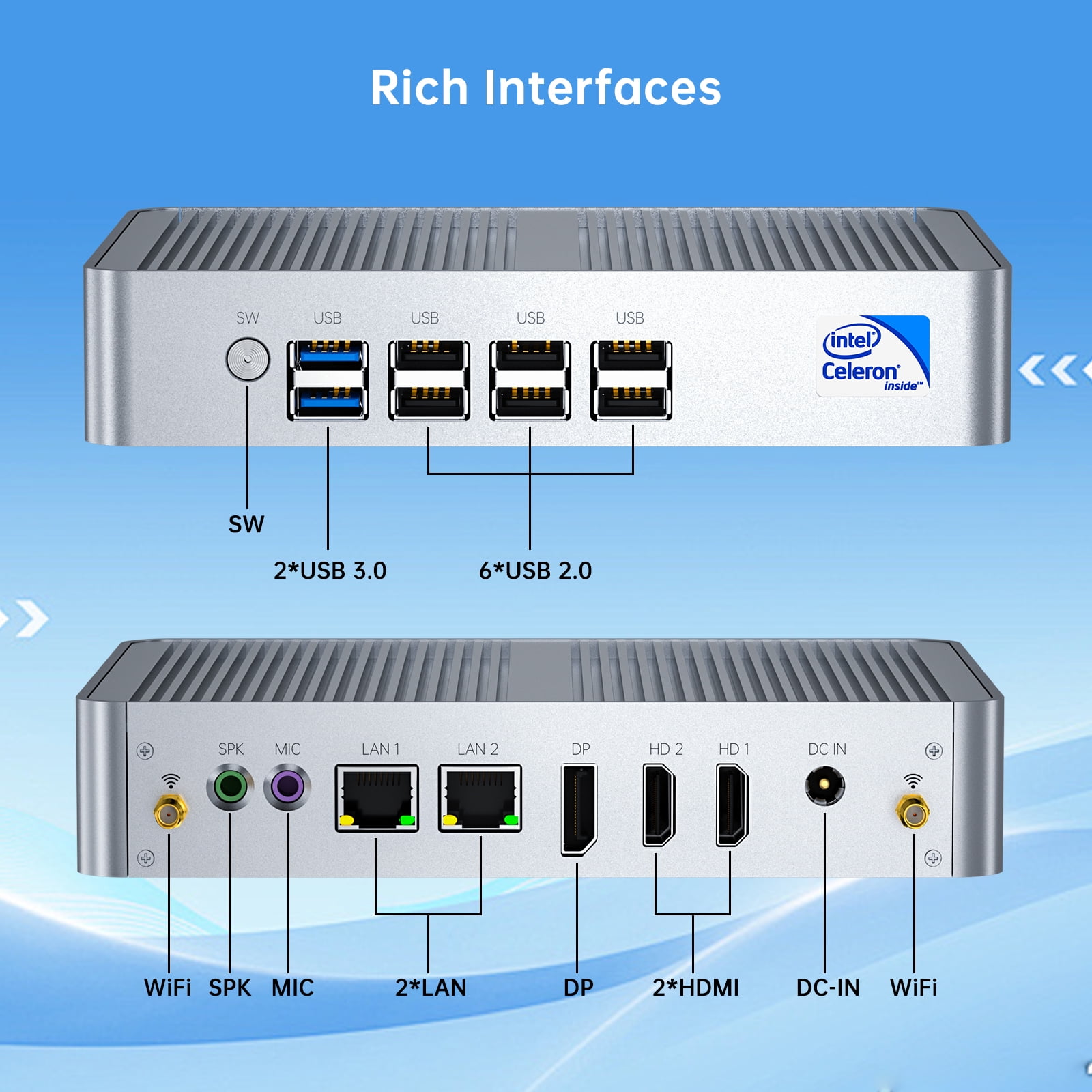 Mini PC Intel Alder Lake N100 (up to 3.4GHz), Desktop Computer Fanless Windows 11 Pro, 8G DDR4 RAM/256G SSD/4K UHD/WiFi 6, BT 5.2 for Business Home Office Recreation