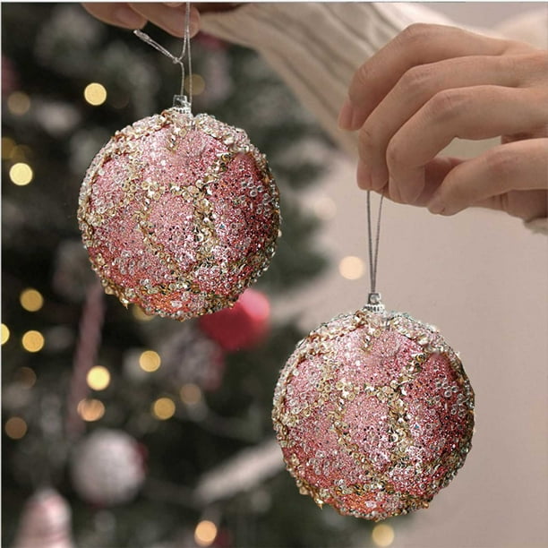 Adorno colgante de espuma para árbol de Navidad con perlas - Decoración colgante de 8 cm en blanco, rosa, azul, dorado, rojo - 1 pieza de decoración navideña