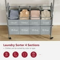thumbnail image 3 of Laundry Sorter with Hanging Bar, 4 Section Rolling Laundry Hamper with Heavy Duty Lockable Wheels, Laundry Sorter Cart for Bathroom & Bedroom, Gray, 3 of 14