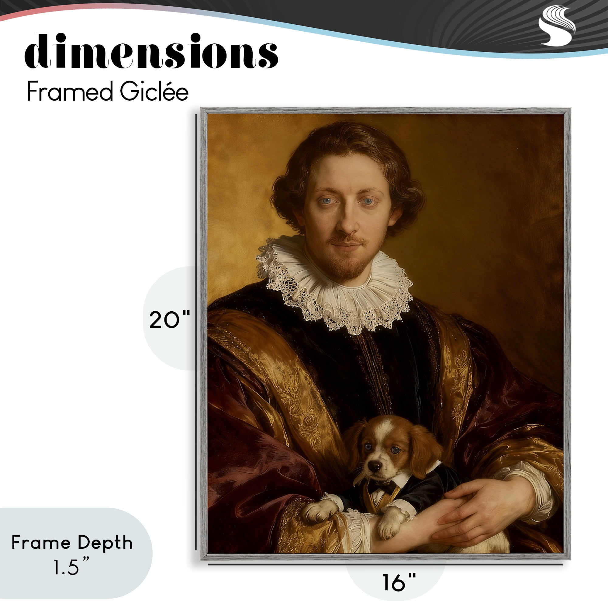 Stupell Industries Renaissance Noble with Loyal Companion Gray Framed Giclee Art, design by CAD Designs