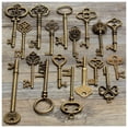 thumbnail image 2 of 18 Antique Vintage Old Look Bronze Skeleton Key Heart Bow Lock Pendant, 2 of 7