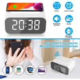 thumbnail image 2 of Radio Reloj con Altavoz Bluetooth, Carga Inalámbrica, Radio FM, Pantalla de Espejo LED con Puerto USB, Entrada AUX, Llamadas Manos Libres (Blanco), 2 of 5