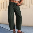 thumbnail image 5 of Trendy Women's Corduroy Jeans Cropped Wide Leg Mid-Rise Elastic Waist Fall Pants, 5 of 9