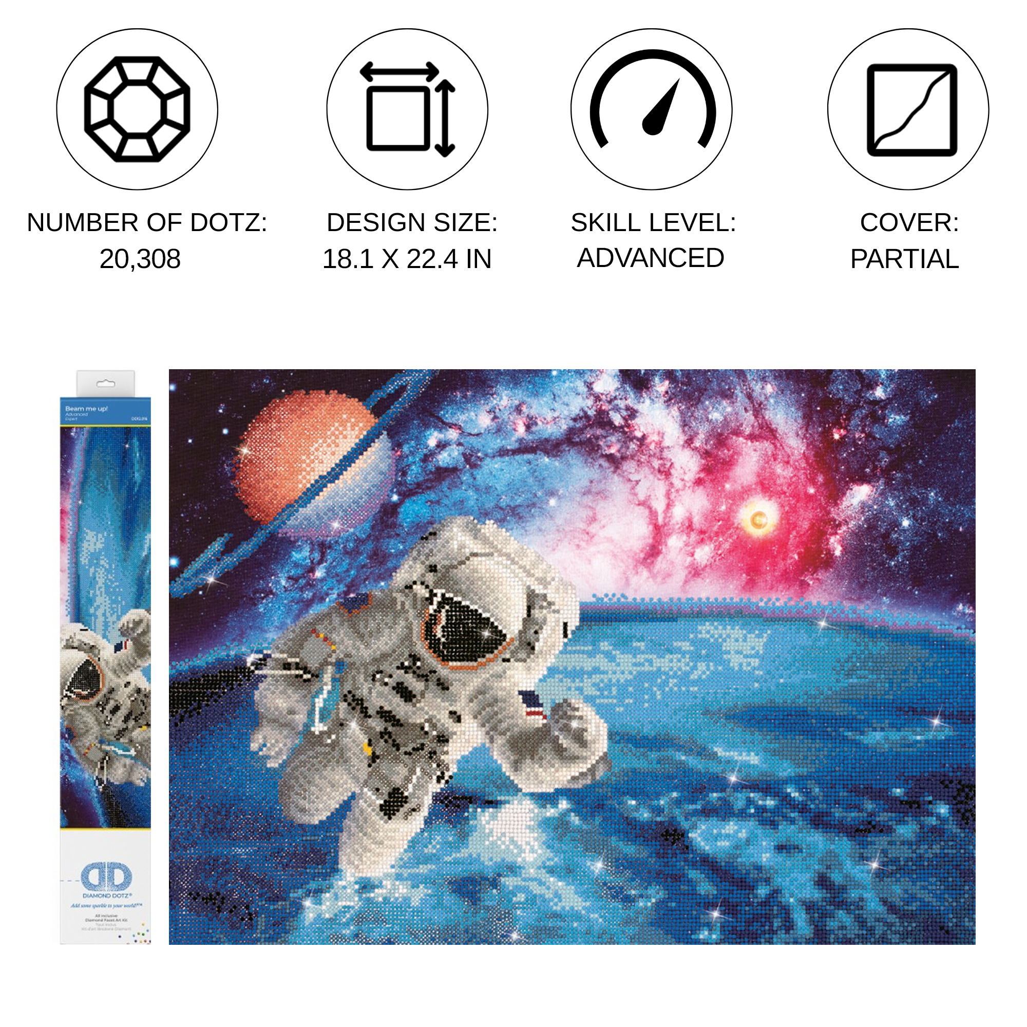 Diamond Dotz Beam me up! Space Diamond Painting Kits for Adults - Diamond Art Kits a Relaxing Creative Craft Kit with Dotz Gems 18.1"x22.4"