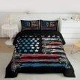 thumbnail image 2 of Manfei Retro American Flag Bedding Comforter Set,Watercolor Graffiti Twin Comforter Sets,Blue Black Red Bedding Set For Boys Kids,Super Cozy Room Decor Reversible,2-Piece, 2 of 8
